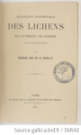 Exposition systématique des lichens de Cauterets, de Lourdes et de leurs environs vignette