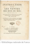 Instruction pour les ventes des bois du Roi, par feu M. de Froidour vignette
